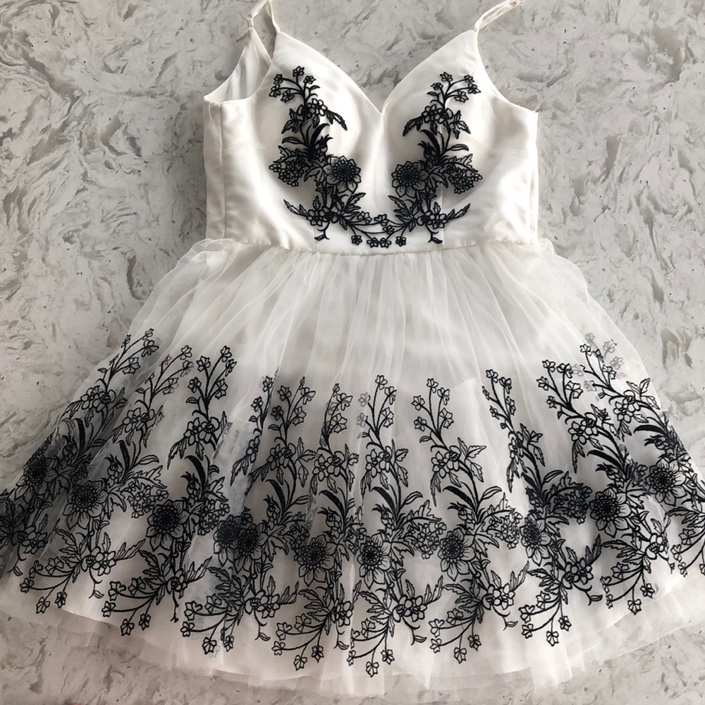 White Embroidered Fancy Dress